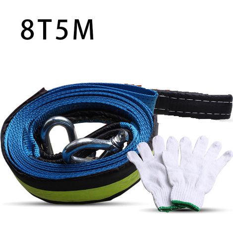 Sangle de remorquage de récupération, Route de Corde de remorquage de Bande réfléchissants 8 tonnes 5 mètres(Car tow Rope 5m Luminous U-Shaped Hook) (1/5)