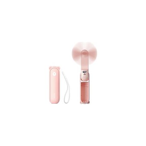 Mini-Handventilator mit 3-in-1-Funktion, wiederaufladbar, batteriebetrieben (14–21 Stunden Laufzeit), mit Powerbank- und Taschenlampenfunktion – pink (1/5)