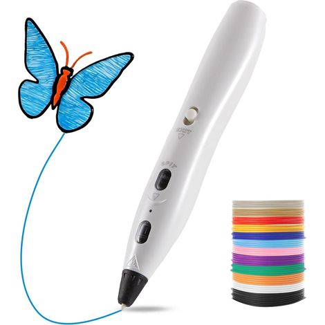 RPC200B Kit de stylos 3D pour enfants,y compris 12 couleurs de filament PLA en plastique, compatible avec le filament PLA, convient aux enfants et aux adultes. (Blanc) (1/5)