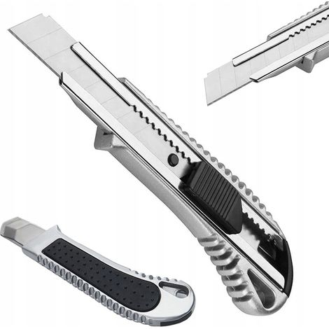 Cuchillo met谩lico para papel tapiz y tapicer铆a con hoja rompible de 18 mm (1/5)