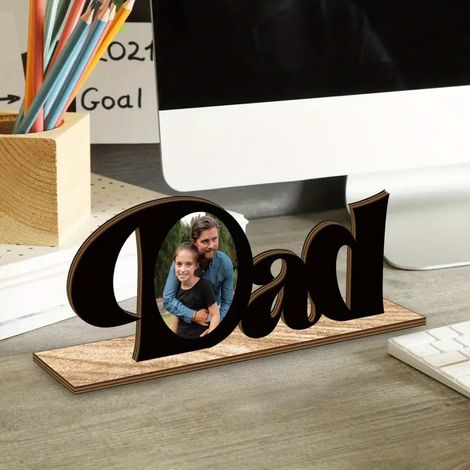 Creative New Wooden Desktop Decoration Dad Photo Frame Father's Day Gift PaPa Photo Frame Style D (30x14cm) - as shown