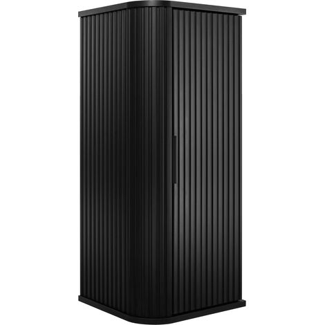 Mobile da bagno, nero, maniglia nera, 79 x 35,5 x 31,5 cm (1/5)
