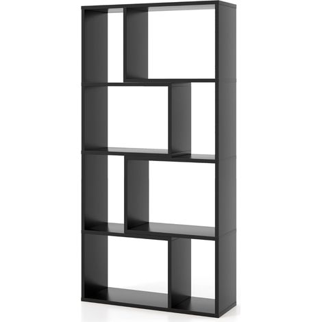 Libreria geometrica aperta 60 x 20 x 120 cm pratico contenitore 8 cubi dal design moderno in legno nero 200018888