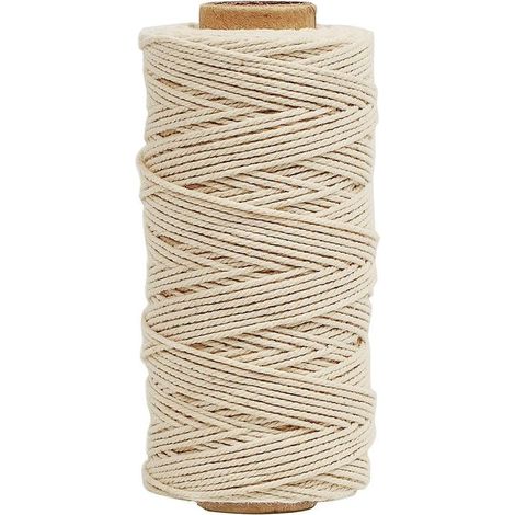Ficelle de coton alimentaire, idéale pour ficeler et attacher la volaille, la viande, la fabrication de saucisses, les loisirs créatifs et la décoration (blanche). (1/5)
