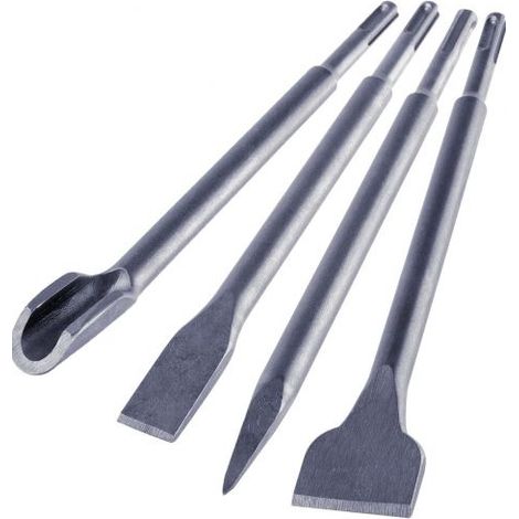 SET 4 SCALPELLI SDS PLUS 2 SPATOLA 1 A PUNTA 1 FORMA DI U MARTELLO DEMOLITORE