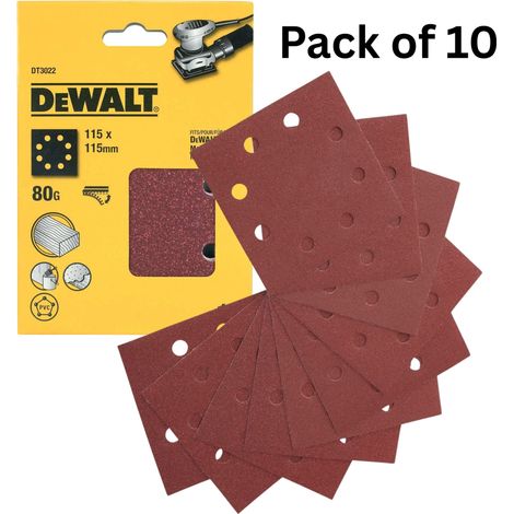DEWALT DT3022-QZ (pkt of 10) Quarter sanding sheets 115mm x 115mm x 80g