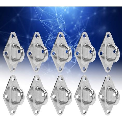 10 Pièces Plaque Œillet 316 Acier Inoxydable Renforcé, Crampon Accroche Hamac Lourd, Boucle Fixation Marine Diamètre 8mm (1/5)