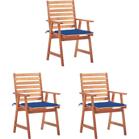 vidaXL Sillas comedor de jardín y cojines 3 uds madera maciza acacia (1/5)