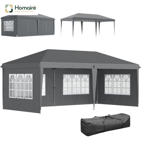 HOMAIRE Pavillon Pop-up Faltpavillon Wasserdicht UV-Schutz mit 4 Seitenwänden et Tragetasche Grau