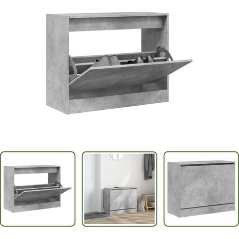 vidaXL Armoire bois - Armoire à chaussures gris béton 80x34x63 cm bois d'ingénierie (1/5)