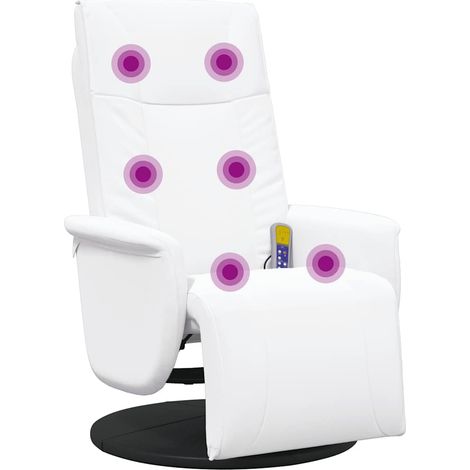 Fauteuil Inclinable - Fauteuil Relax repose-pieds blanc similicuir fr17684 (1/5)