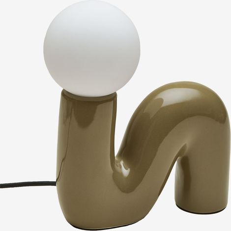 SKLUM Keramik-Tischlampe mit Vireto-Glaskugel Helles Militärgrün A