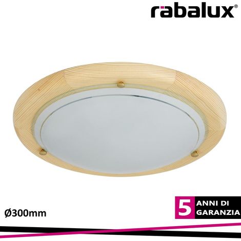 Soffitto in legno chiaro Ufo metallo / vetro naturale / vetro opalino Ø30cm (1/3)