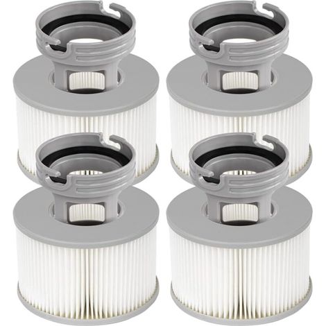 Lot de 4 filtres pour spa gonflable + adaptateur à visser inclus – Compatible avec tous les spas MSPA actuels, remplacement hautement efficace pour pompe à filtre (1/5)