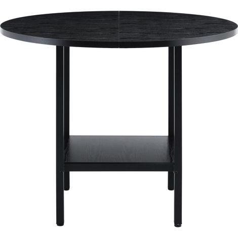 Tavolo da pranzo rotondo Ø100 cm con ripiano, legno nero e metallo, 4-6 persone (1/5)