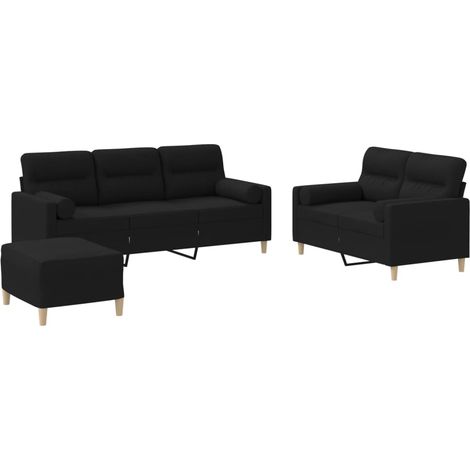 Maison Exclusive - Set Divani 3 pz con Cuscini Nero in Tessuto