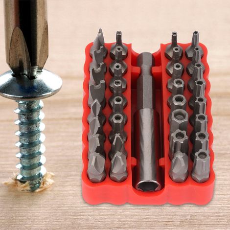 Kit de 33 embouts de tournevis creux, hexagonaux, cruciformes et en étoile, avec rallonge. (1/5)
