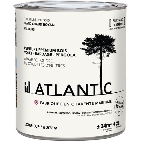 Peinture bois extérieurs - RAL 9010 Blanc chaud Royan - 2L - ATLANTIC (1/3)