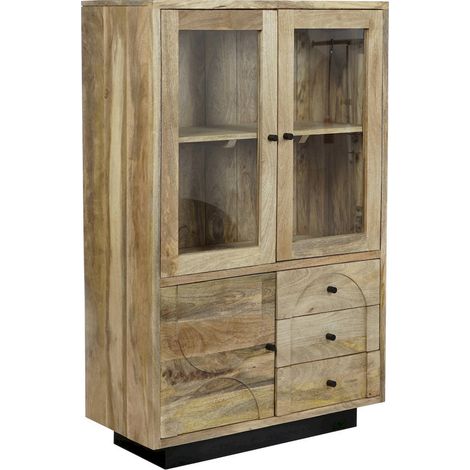 Vitrine élégante bois de mangue et verre pour salon - Bois de mangue teinté naturel (1/5)