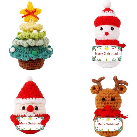 Pupazzetti Bambole Portachiavi Uncinetto Babbo Natale 4 pz (1/5)