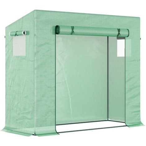AMXCNOY Serre Outsunny, 200 x 76 x 168 cm, serre en aluminium avec porte enroulable, serre à tomates avec fenêtre latérale, film PE, serre d'hiver pour jardin, balcon, verte (1/5)