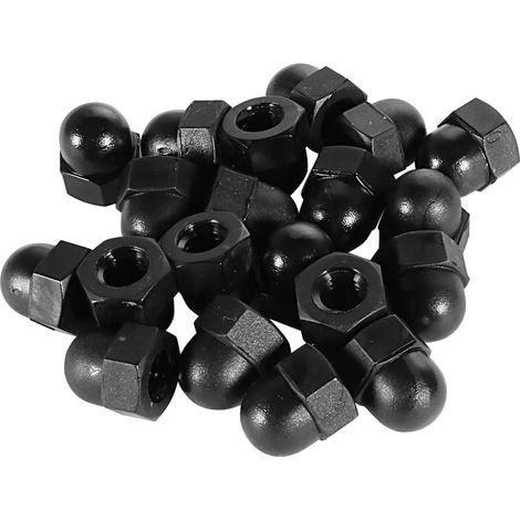 sourcing map Écrou Borgne M6 Filetage Diamètre Noir Dôme Tête Nylon Capuchon Hexagonal Clou 20pcs (1/4)