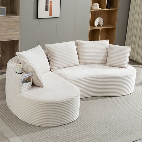 Bogen-Sofa aus Cord mit Getränkehaltern und Seitentasche 250 kg OKMYHOME (1/5)