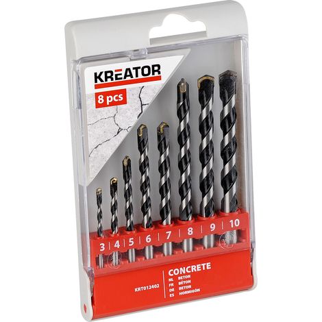 Satz mit 8 Betonbohrern 3-4-5-6-7-8-9-10 mm krt012402 kreator (1/3)