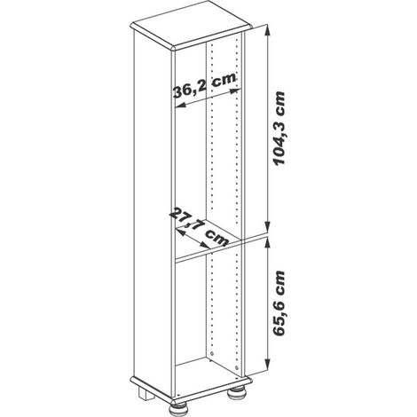 Bibliothèque Chêne Rustique1 Porte Vitrée Gauche 6 Niches 44,2 x182,2 x 33 cm (1/4)