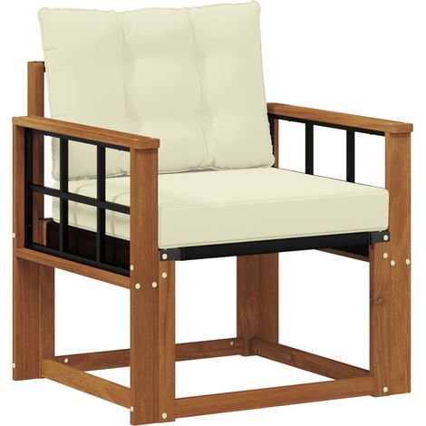 Maison Exclusive - Outdoor-Sofa Massivholz Akazie Natur und Creme (1/5)
