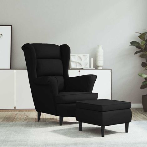 vidaXL Sillón orejero y taburete de terciopelo azul (1/5)