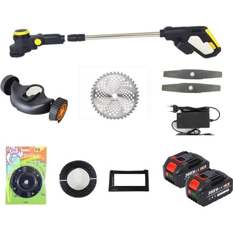 Tondeuse à Gazon électrique sans Fil Moteur sans Balai Coupe-Herbe Longueur réglable Angle télescopique élagage Outils de Jardin Roue de Fil (Color : 2 Battery Set, Size : D) (1/5)