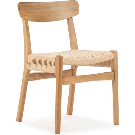 Pack de 2 sillas md-Sabela en madera barnizada en roble asiento cuerda trenzado a mano, 78cm(alto) 49cm(ancho) 51cm(lar (1/5)