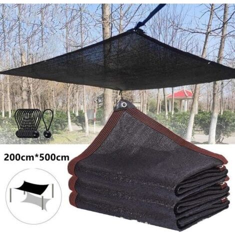 Schwarzes Schattierungsnetz 2x5m, Sonnensegel für Garten und Hof, handgewebt mit 6 Nadeln. (1/5)