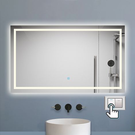 LED Badspiegel mit Beleuchtung 120x80cm Badezimmer Spiegel mit 3 Lichtfarbe Dimmbar Beschlagfrei Speicherfunktion (1/5)