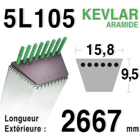 Courroie pour moteur thermique 2667mm – Section 5/8 pouces – Compatible tondeuses MTD – Épaisseur 11mm – Largeur 15,88mm - 5L105