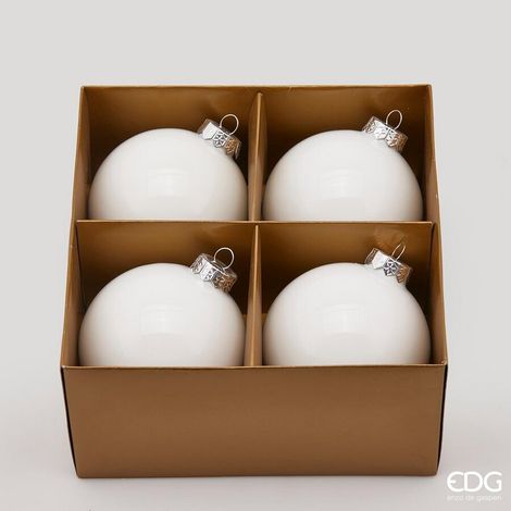 EDG Enzo De Gasperi Addobbo Palla di Natale Vetro D 10 Cm Cf 4 Pz Bianco