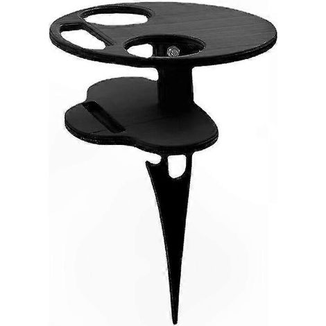 Table en bois pliable pour pique-nique, double niveau, 20x30cm, noir, idéale jardin, plage, goûter en plein air, design repliable compact (1/5)