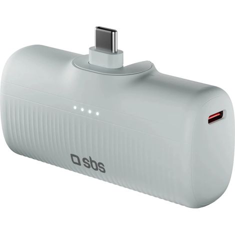 Batería externa SBS EcoPower de 5000 mAh y 10 W con puerto USB-C integrado - Gris