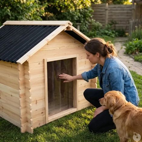 Niche en bois d'épicéa chalet madrier - Taille M - Toit PVC