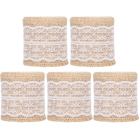Ruban de jute bordé de dentelle, bricolage, décorations de Noël, ruban blanc pour nappes et chaises de mariage (1/5)
