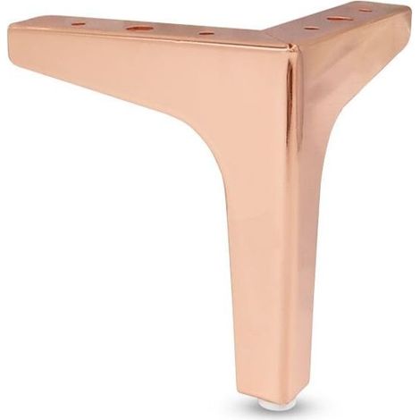 Lot de 4 pieds de canapé en métal de 10 cm, style contemporain (or rose) (1/4)