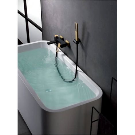 Grifo monomando de pared para bañera o ducha de diseño moderno con un acabado negro oro Suecia de Imex (1/3)