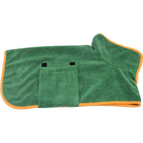 Chien Peignoir Serviette Chien Sechage Manteau Microfibre Sechage Rapide Super Absorbant Pet Chien Chat Peignoir De Bain Serviette, Vert Fonce S - Vert Fonce S (1/5)