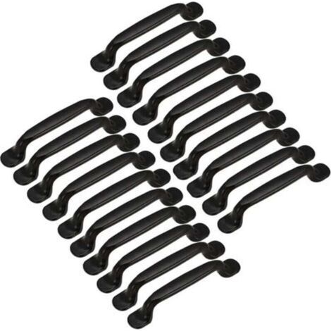 20pcs Kitchen Cabinet Cupboard Drawer Bedroom Furniture Pull Handles, 128mm Hole Spacing, Black Aluminum