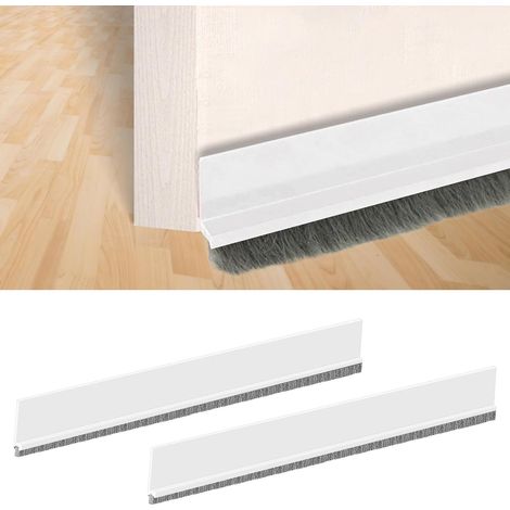 2-Piece Brush Seal Door Sound Insulation Door Bottom Brush, Entrance Door Seal, Self-Adhesive and Can Be Cut to Size – Draught Excluder (2 x 100 cm, White) (1/5)