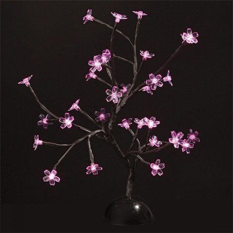 Árbol luminoso con 32 luces LED de flores rosas