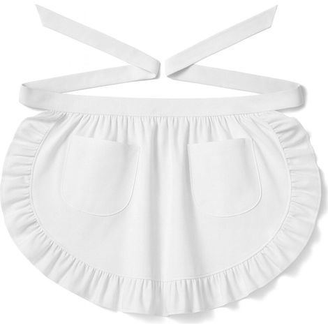 Tablier - Tablier de Potter - Design Rétro avec Volants et Accents de Dentelle - 1 Pièce - Blanc (1/5)