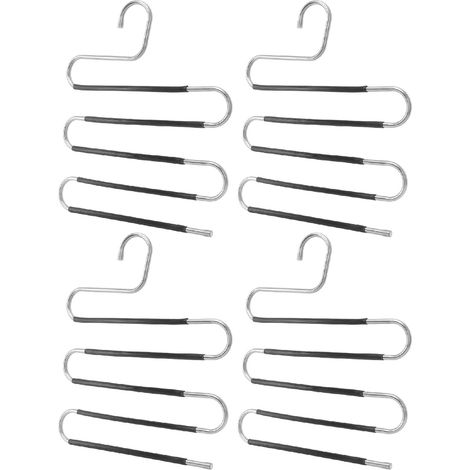 4er-Set S-förmige Kleiderbügel, platzsparende Hosenbügel, 5-lagig, Edelstahl, zur Aufbewahrung (1/5)
