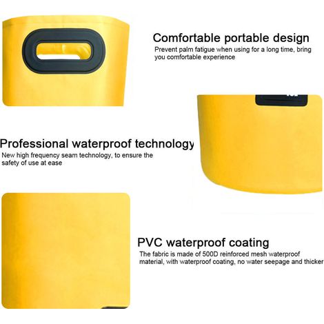 Bucket Pliable - 15 L - Extérieur en Toile Lavable - Intérieur PVC Étanche - Pour Camping Randonnée Pêche Jardinage - 1 Pièce (1/5)